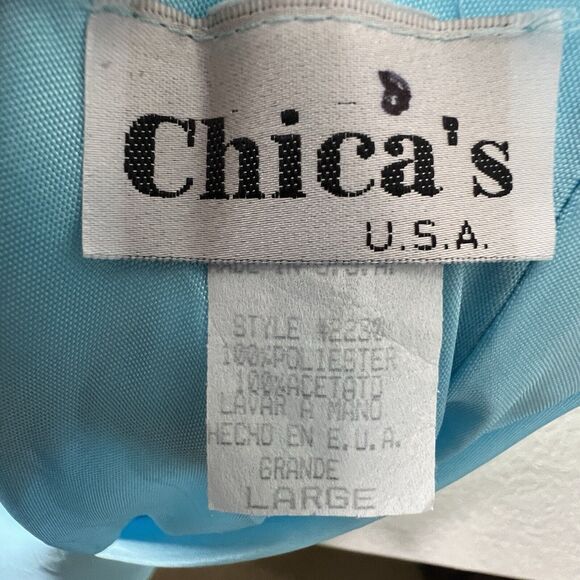 Vintage Size L Maxi Prom Slip Dress Sparkle Fairy Whimsy Blue Handkerchief Hem - Picture 8 of 9